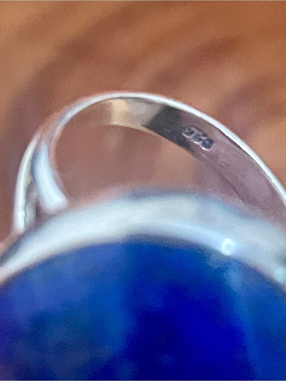 Lapis Lazuli Oval Statement Ring in 925 Sterling Silver Size 7 - Picture 10 of 11